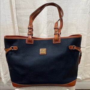Dooney & Bourke Navy Blue Pebbled Leather Tote with Tassels